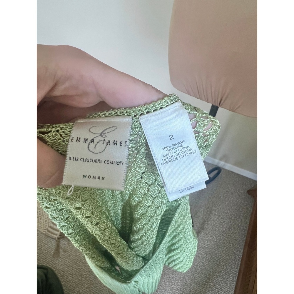 Vintage Liz Claiborne Green Open Knit Cardigan - Picture 6 of 6